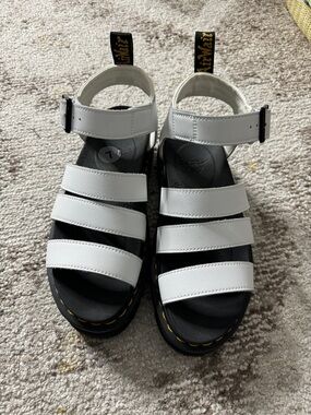 Dr Martens White Strappy Sandals with Back Tab